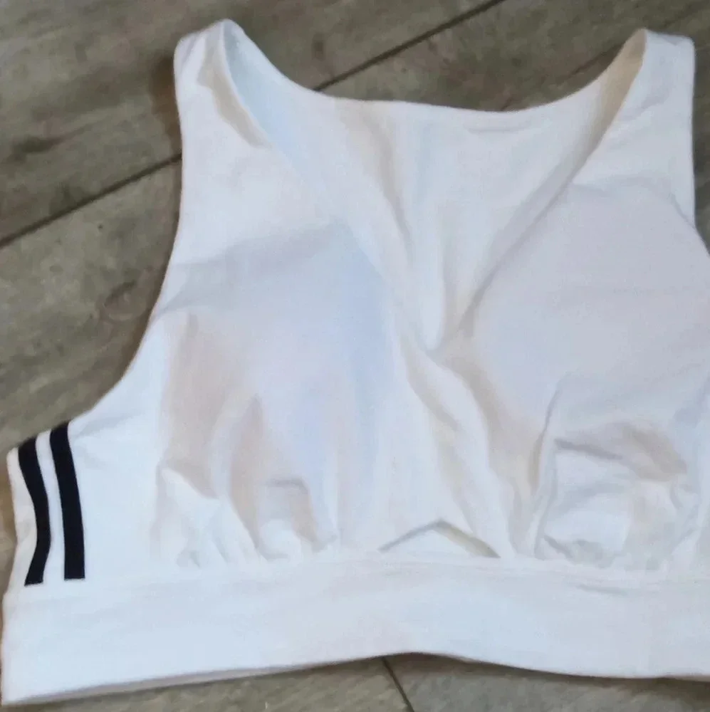 New Victoria's Secret White Padded Cotton Cutout Longline Sports Bra Size XL - Picture 3 of 7